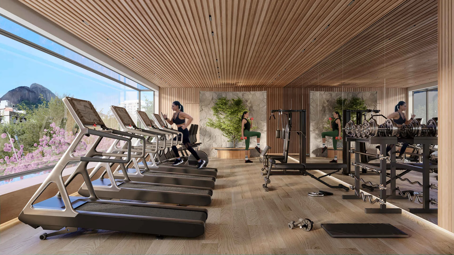 Clube fitness, perspectiva ilustrativa